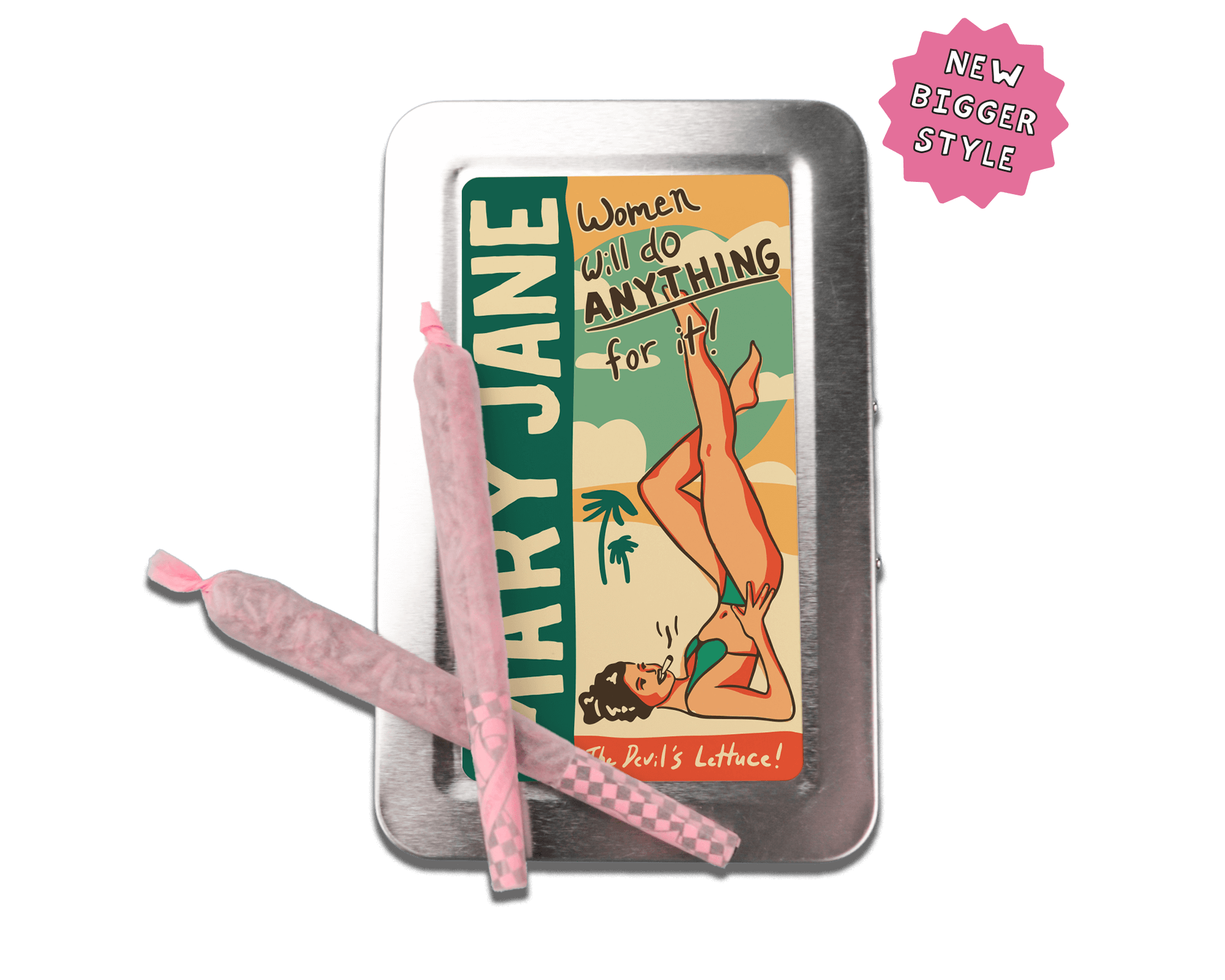 a tin of wax with a pink stick sticking out of it