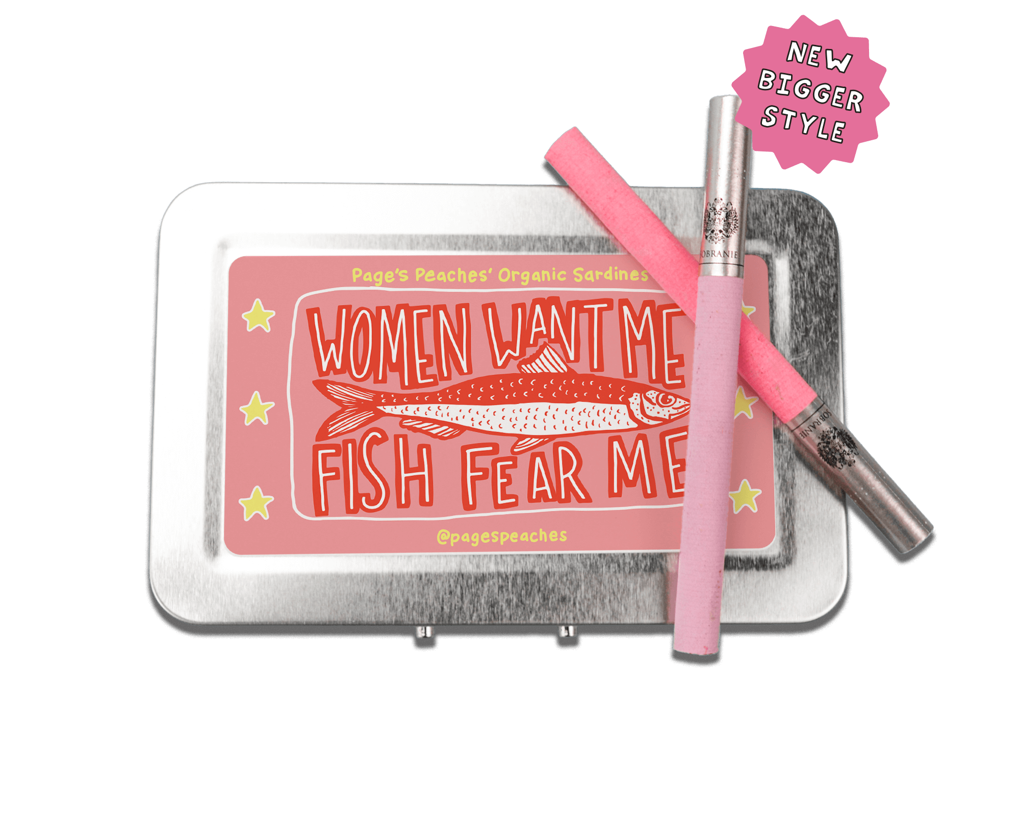 a pink pen sitting on top of a metal tray
