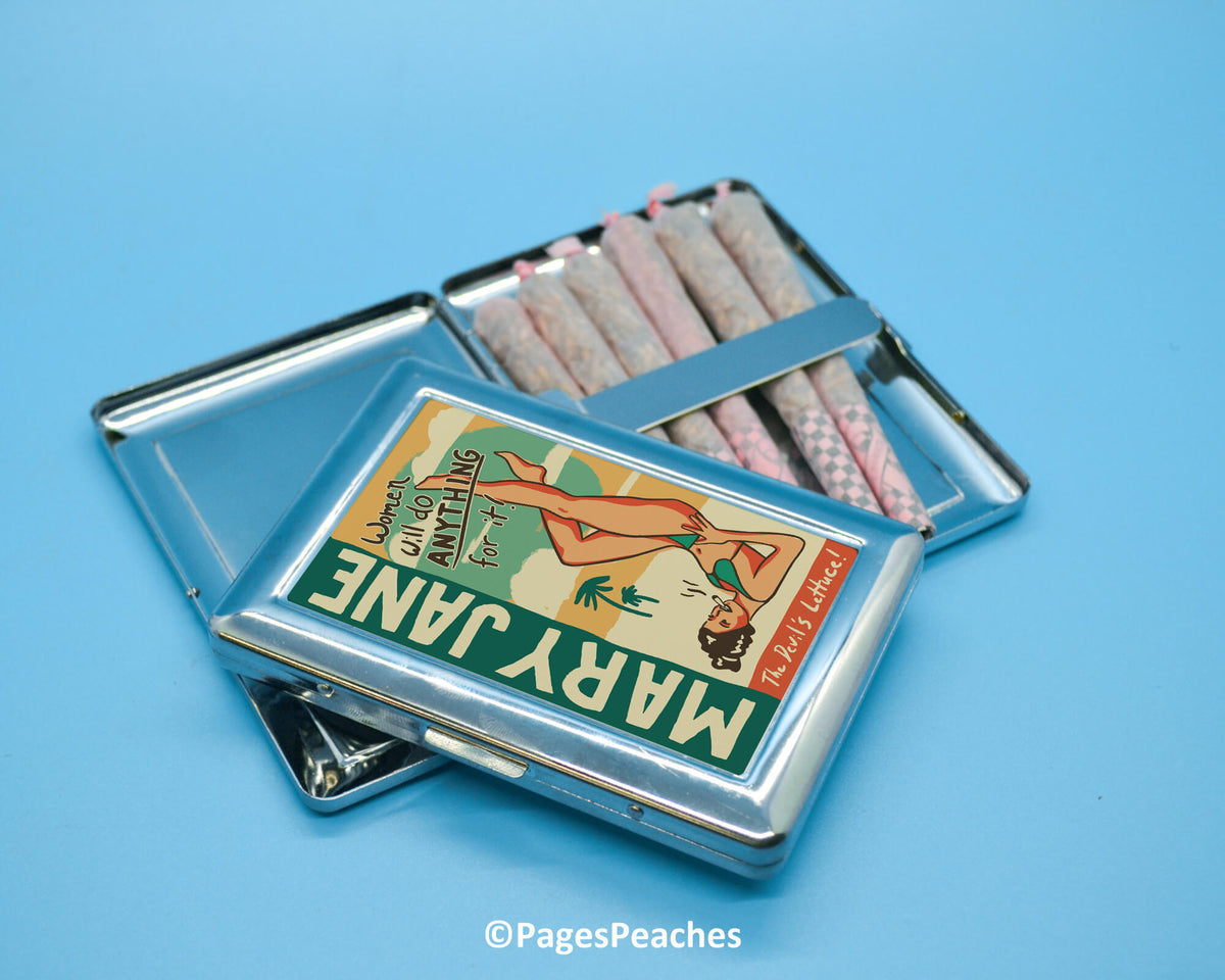 two tins of matches are on a blue surface