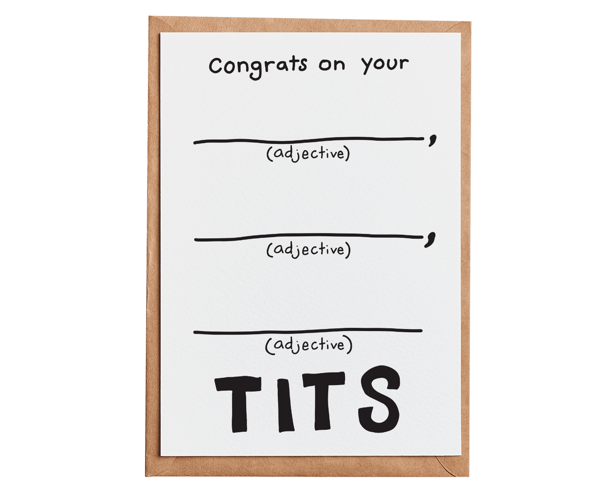 Adjective Tits Card