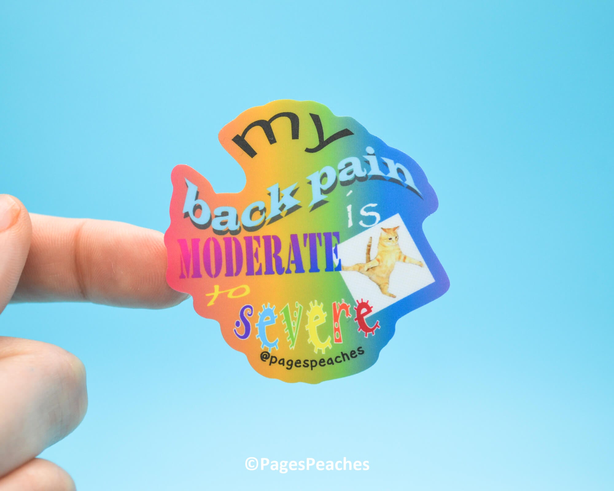 Back Sticker Support My Back Pain Is Moderate To Severe Sticker - Pages Peaches