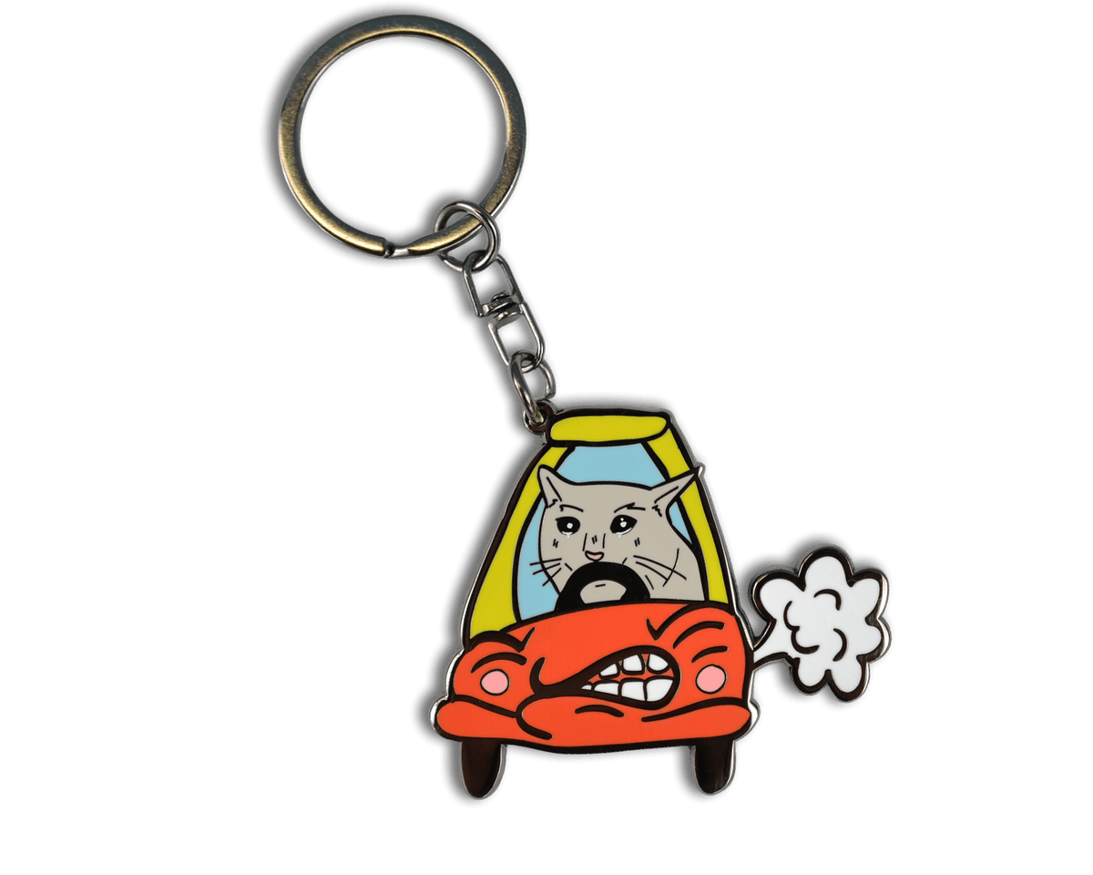 Crying Cat Enamel Keychain