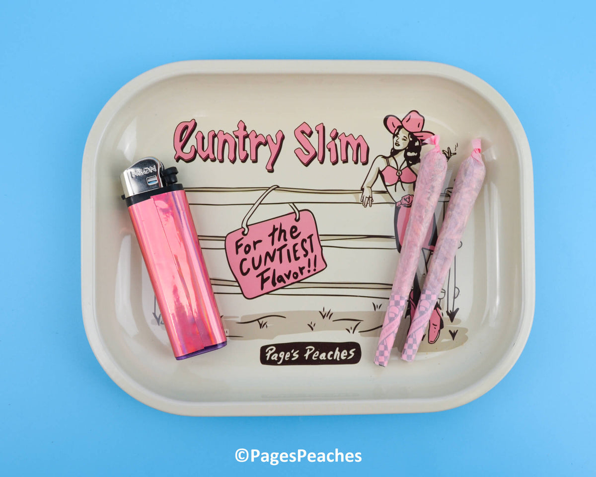 Rolling tray with humorous Southern-inspired design