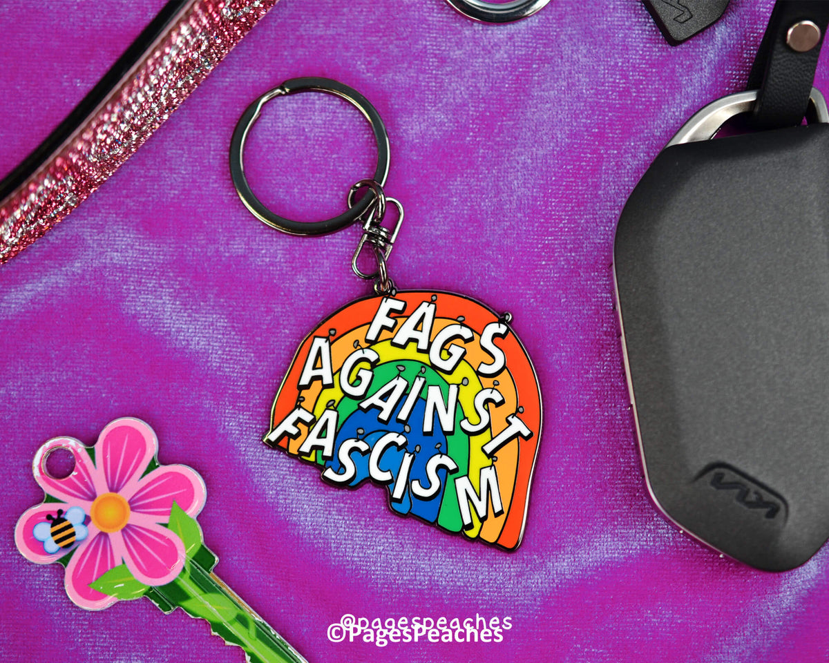 Fags Against Fascism Enamel Keychain