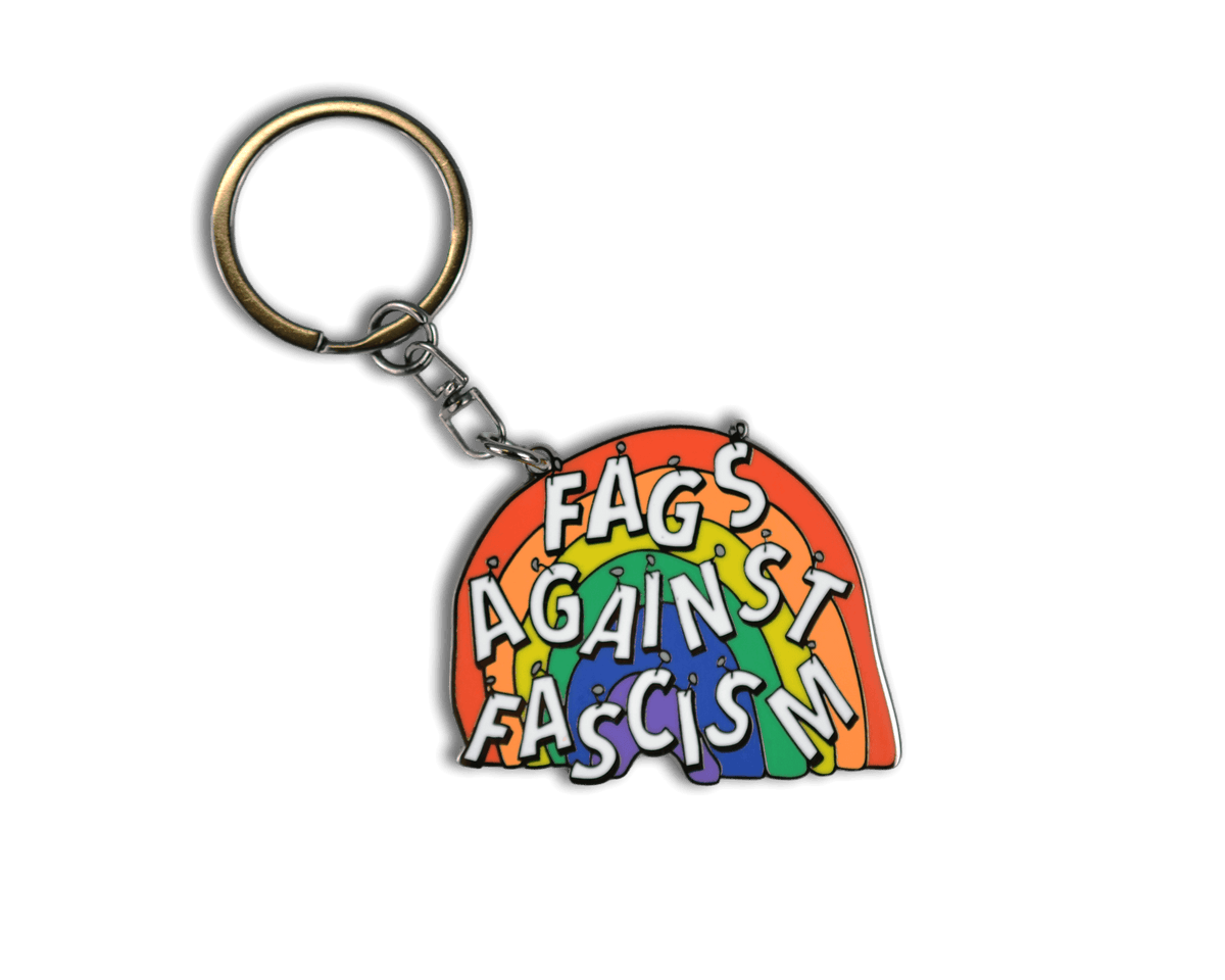 Fags Against Fascism Enamel Keychain