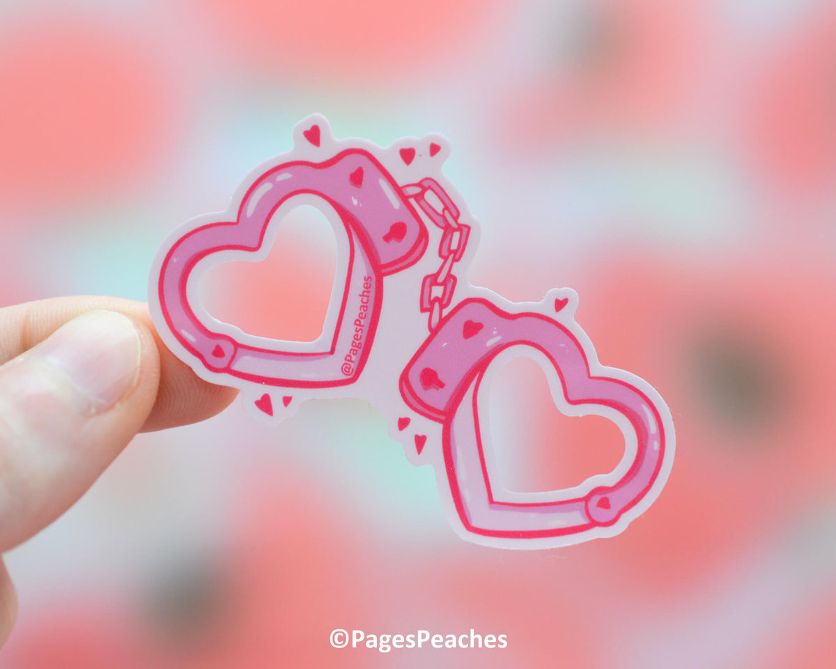 Large Heart Handcuff Sticker