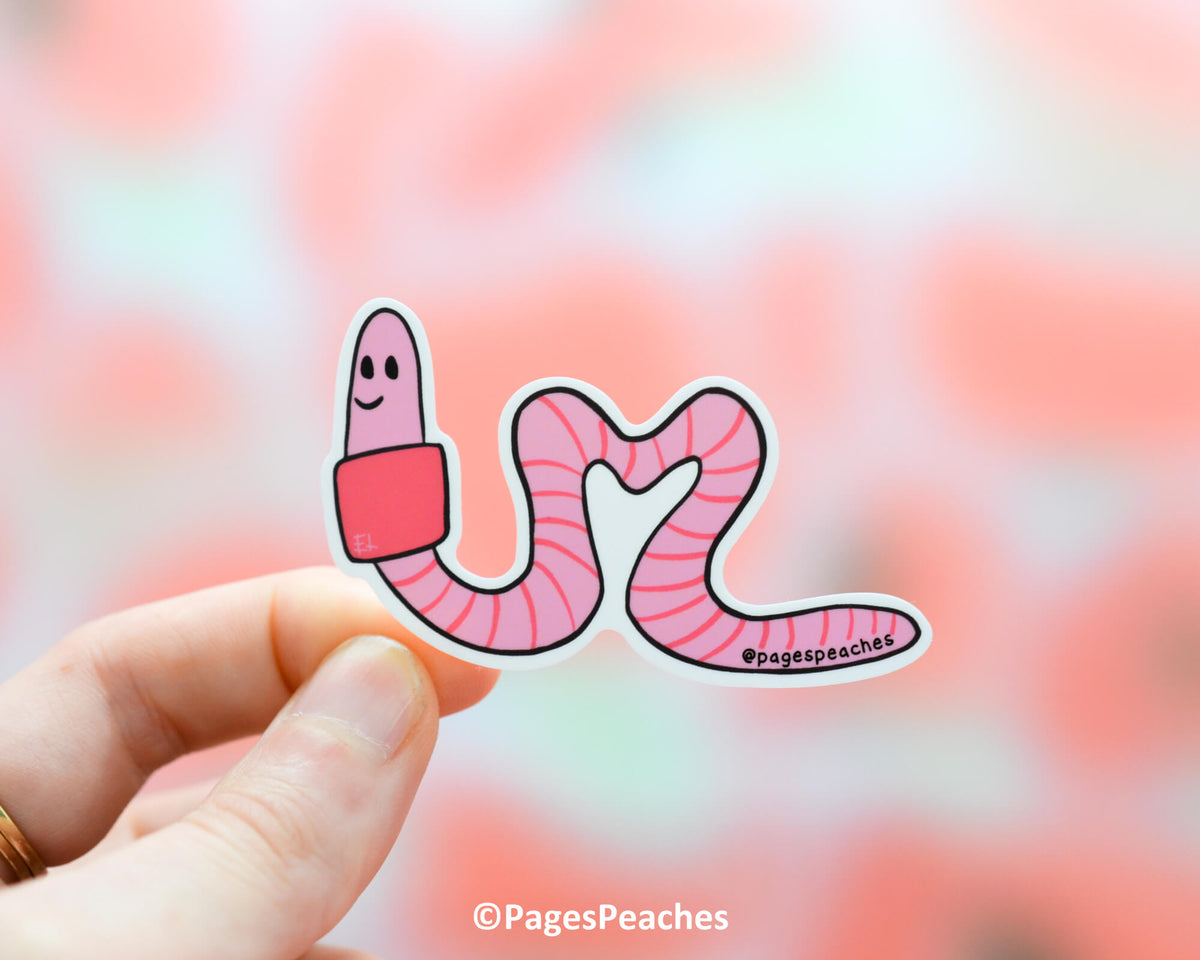 Large Heart Worm Sticker