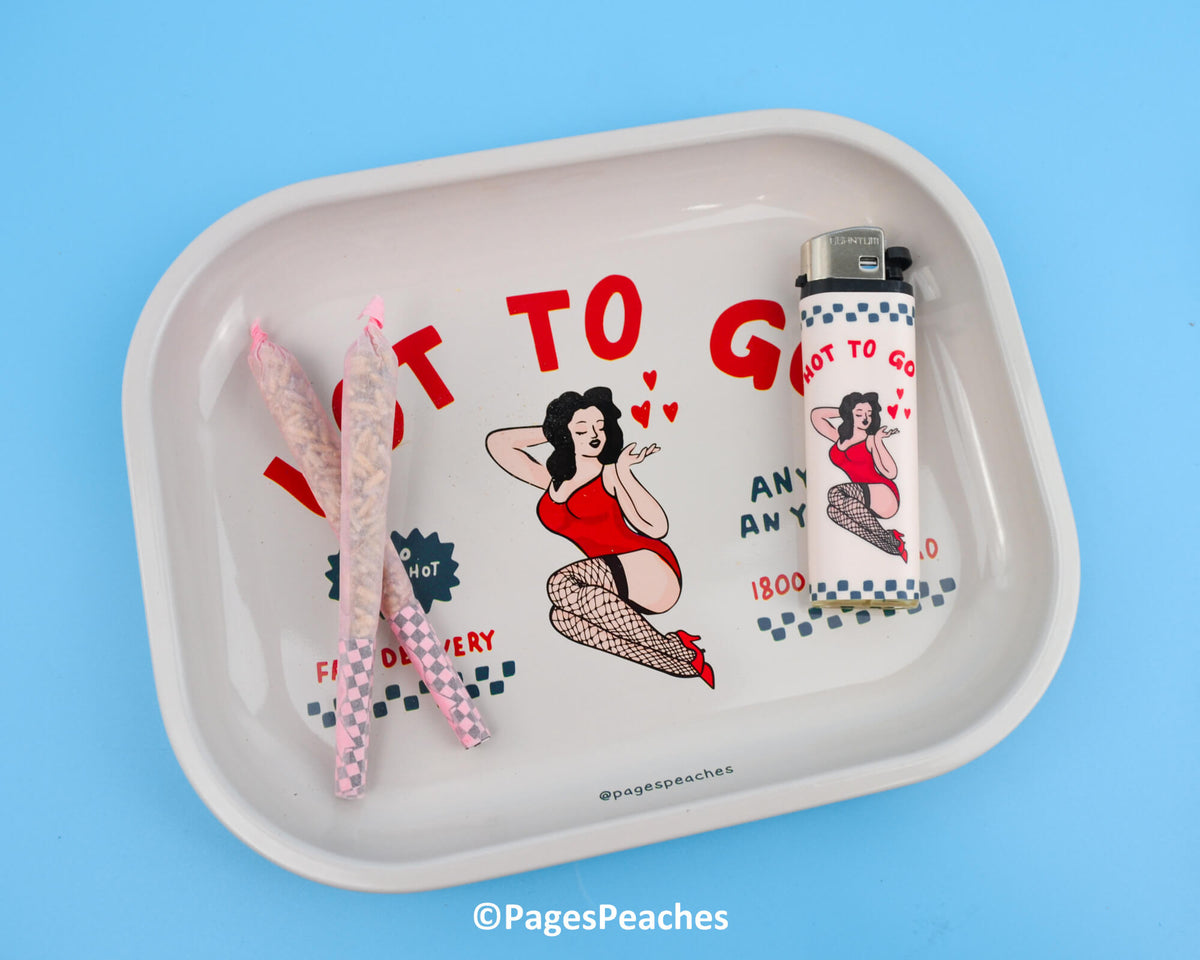 Weed tray with pink glam design referencing queer pop aesthetics