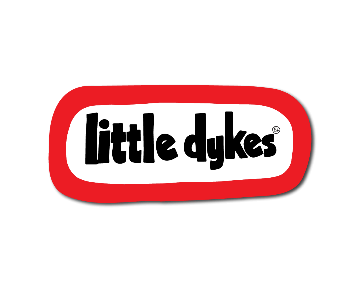 A sticker with 'LITTLE DYKES' text and a red and white color scheme.