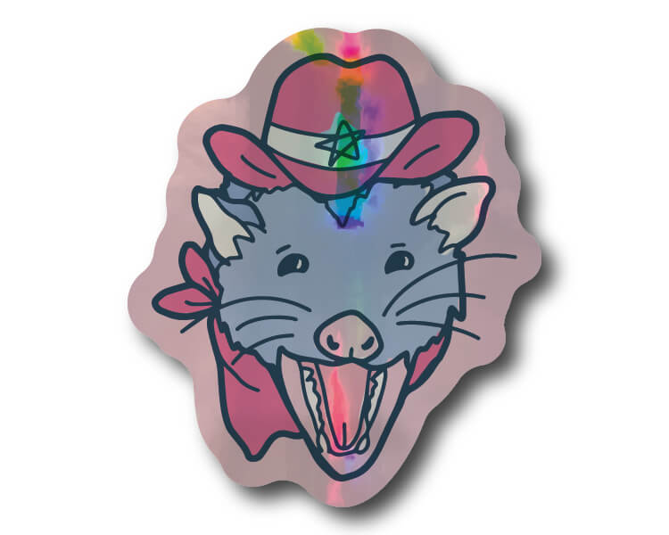 Mini Holo Opossum Sticker
