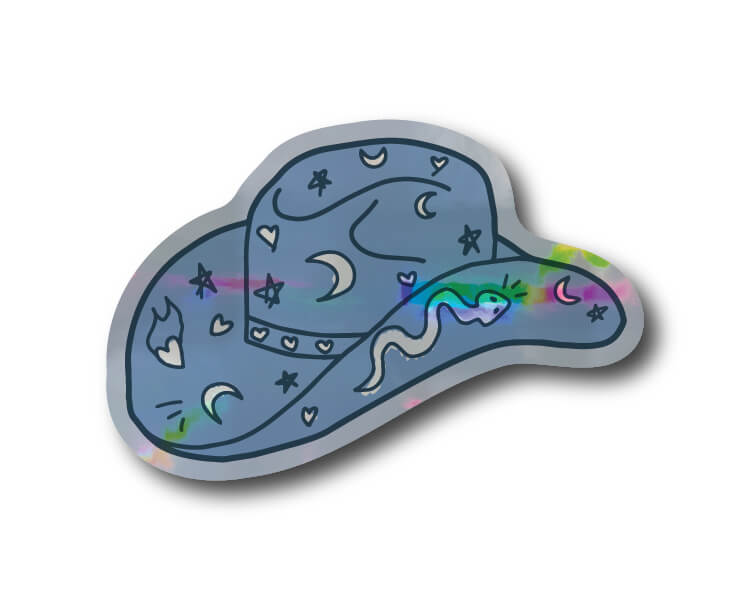 Mini Holo Cowboy Hat Sticker