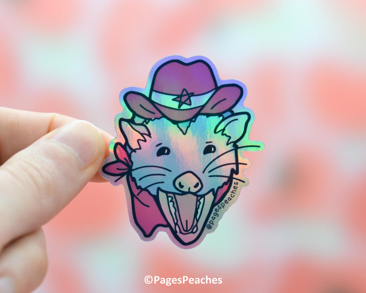 Large Holo Opossum Sticker