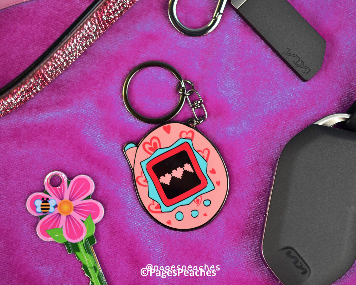 Peachotchi Enamel Keychain