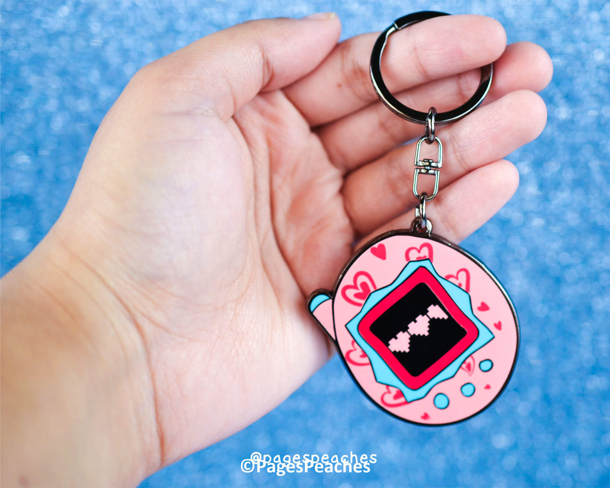 Peachotchi Enamel Keychain