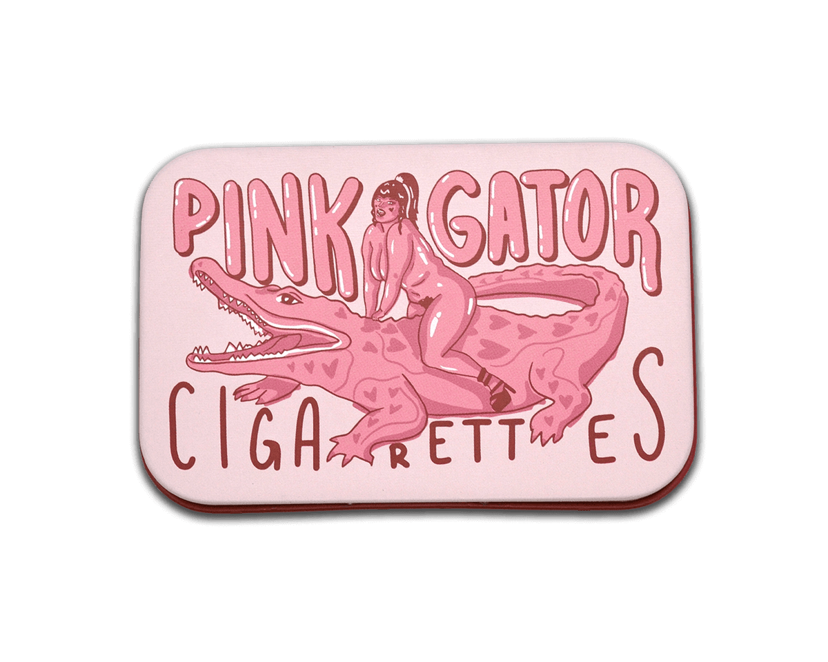 Pink Gator Cigarettes Stash Tin