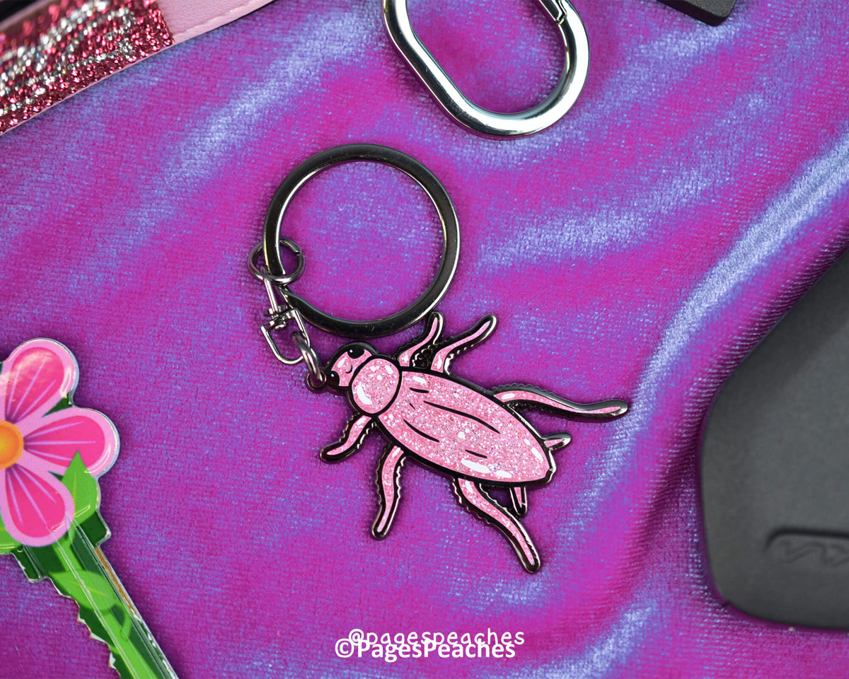 Pink Cockroach Enamel Keychain