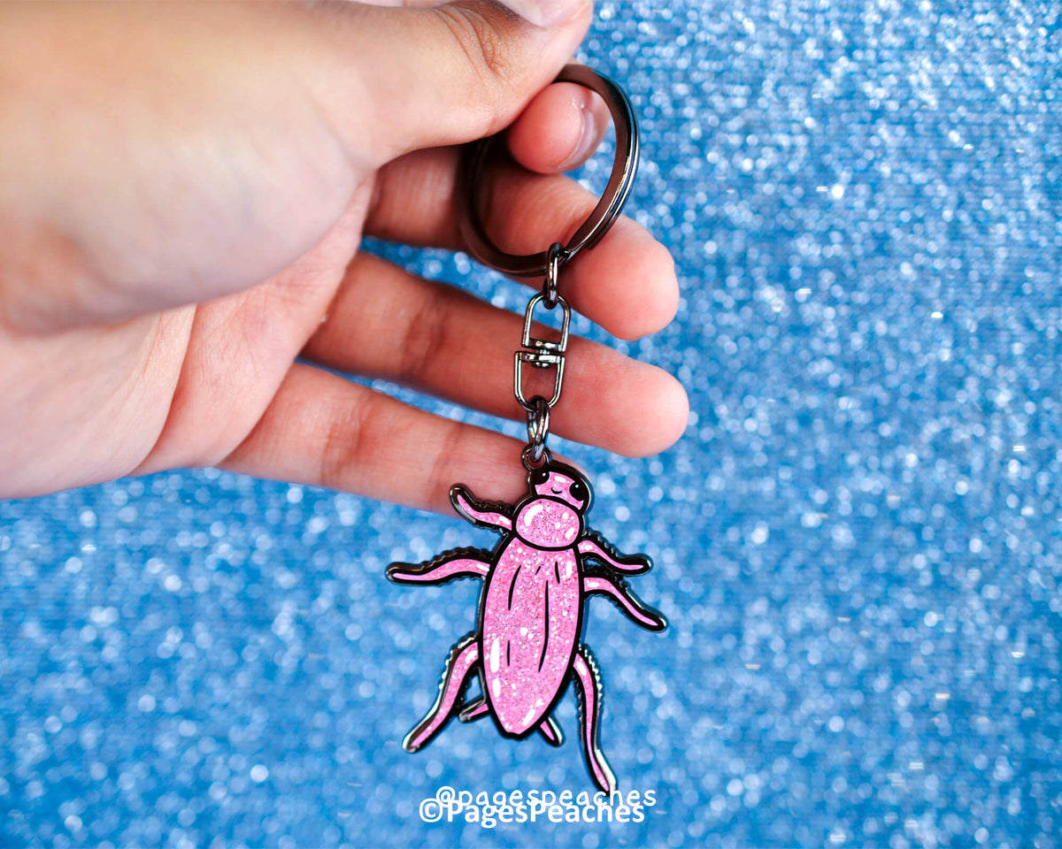 Pink Cockroach Enamel Keychain