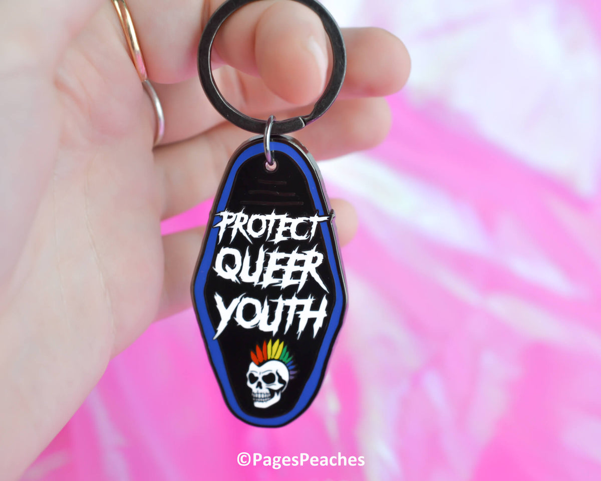 Protect Queer Youth Enamel Keychain