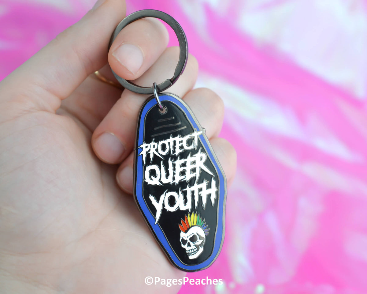 Protect Queer Youth Enamel Keychain