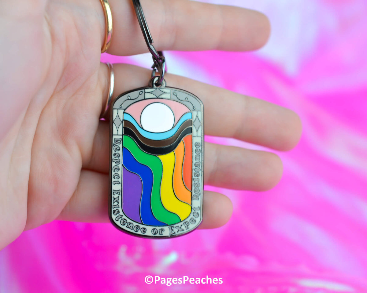 Respect Existence Enamel Keychain