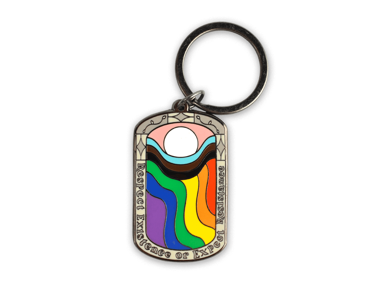 Respect Existence Enamel Keychain