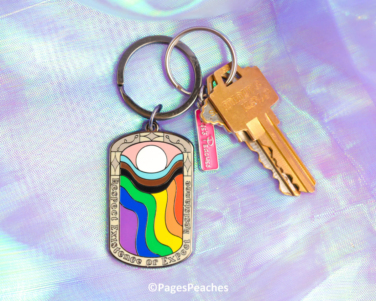 Respect Existence Enamel Keychain