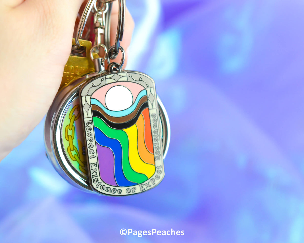 Respect Existence Enamel Keychain