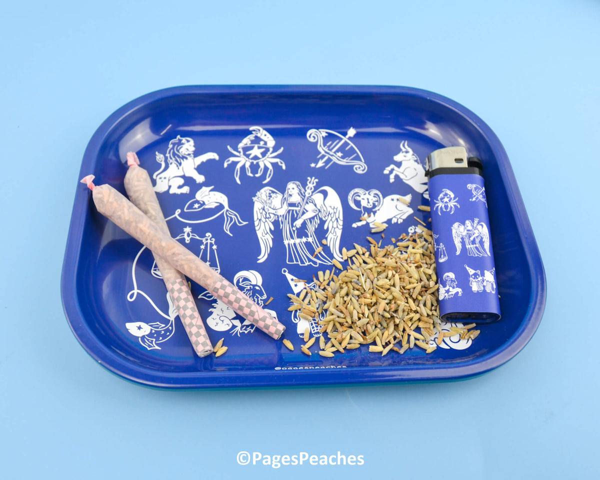 Astrology-themed 7 x 5.5 inch metal rolling tray