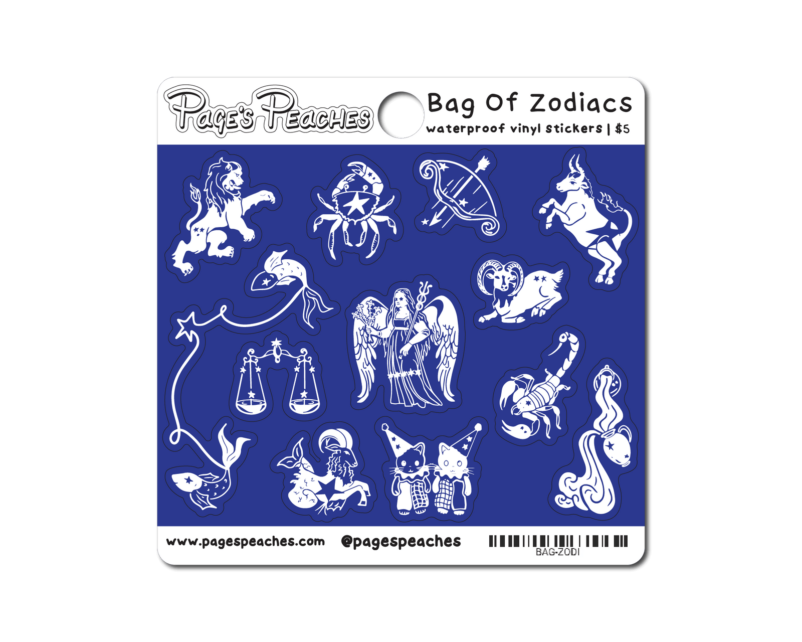 Astrology mini sticker sheet with all 12 zodiac signs