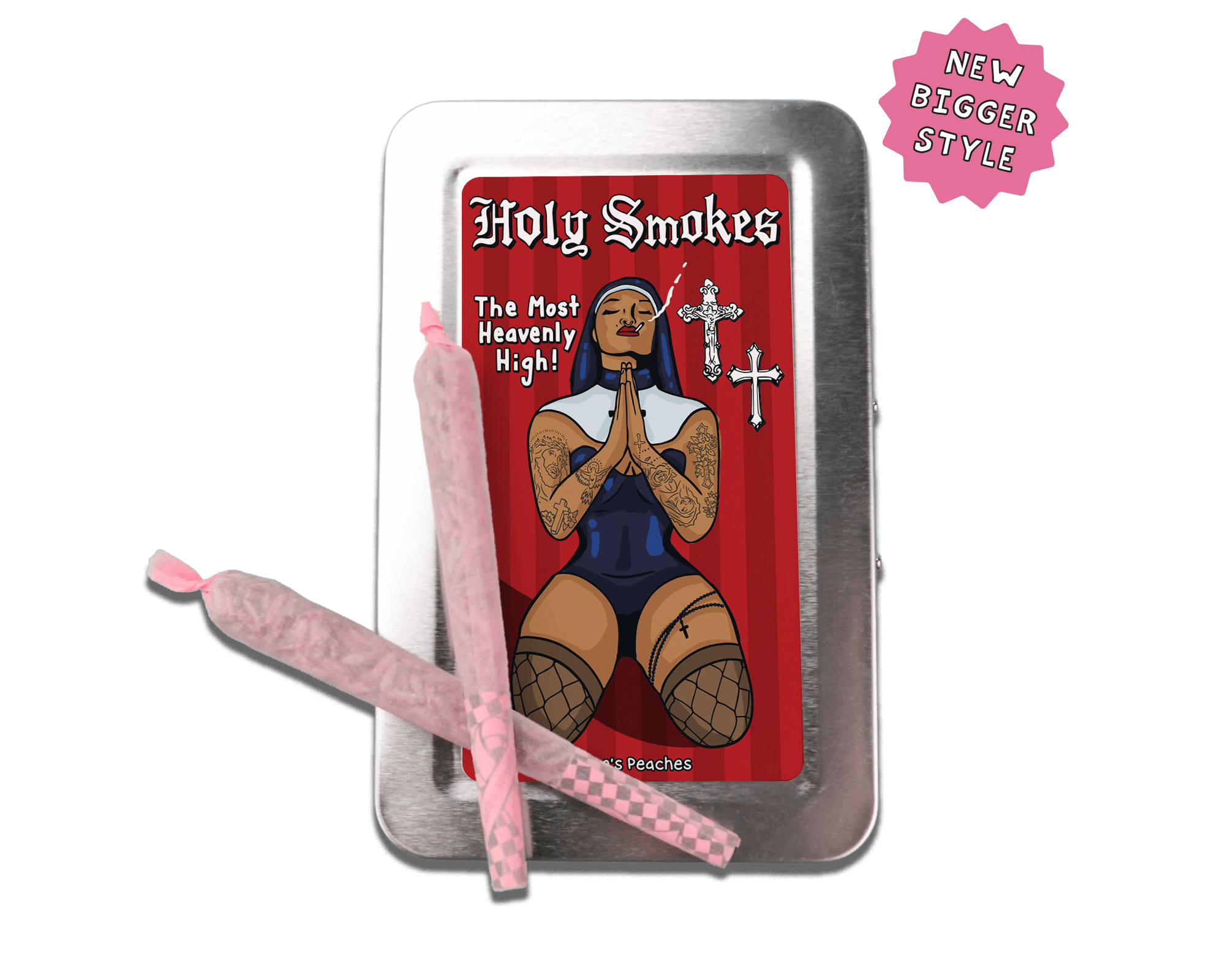 a cigarette tin with a cigarette in it