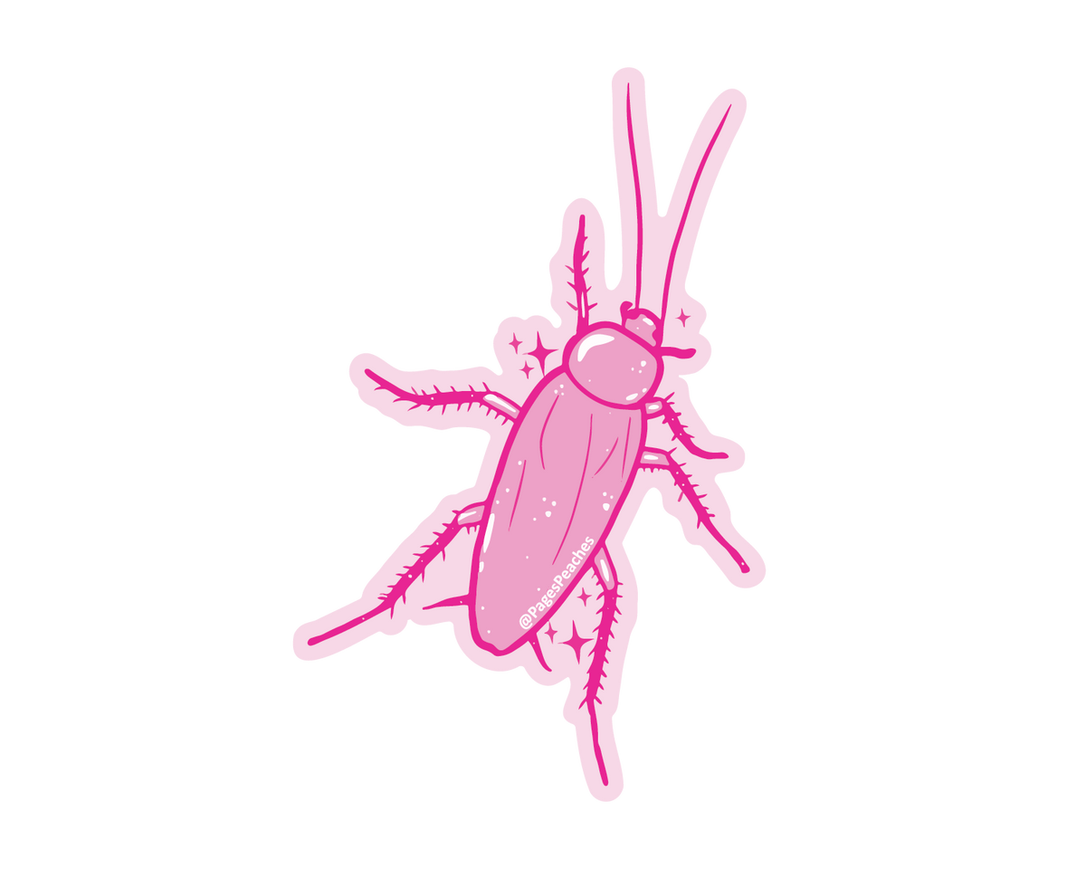 Large Pink Cockroach Sticker