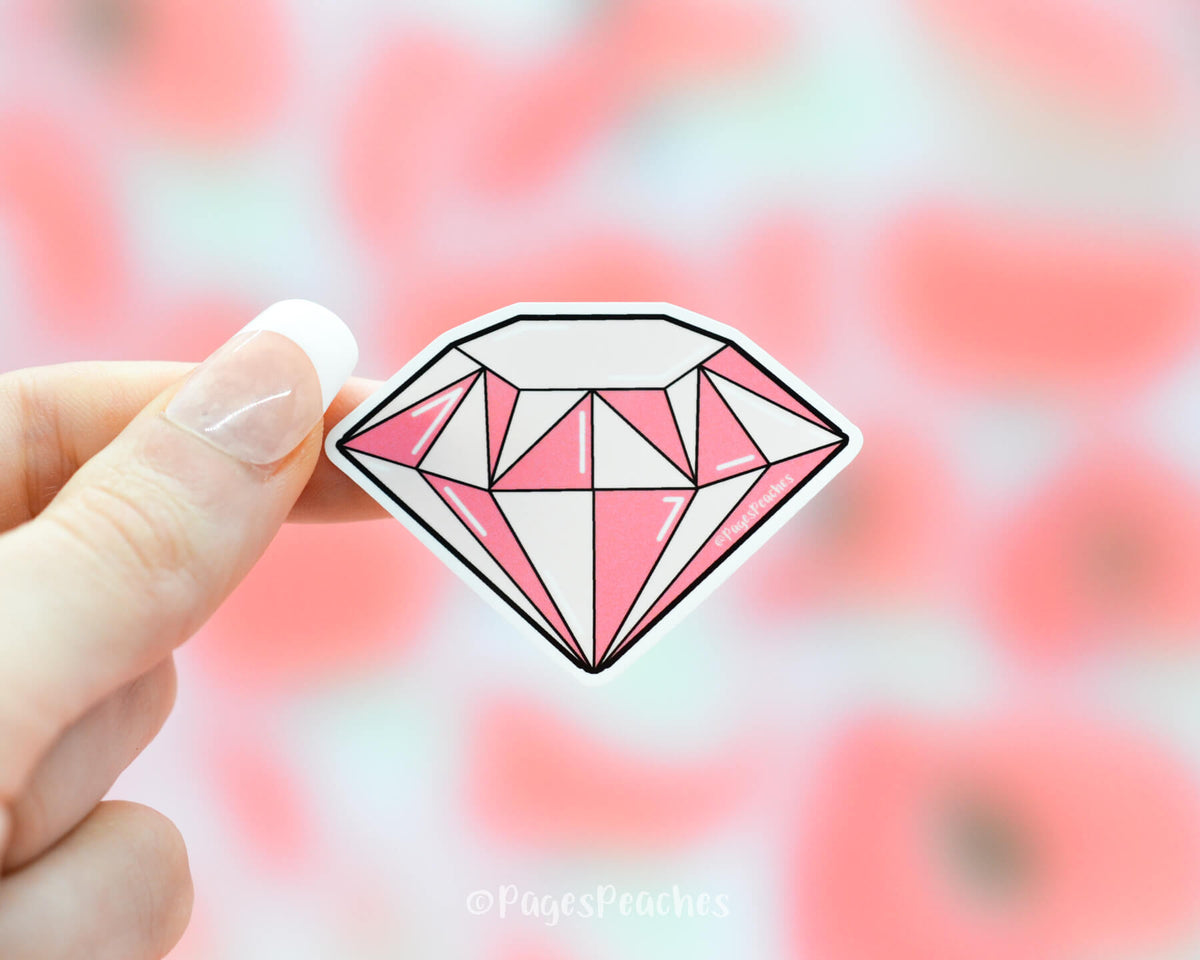 Waterproof Sticker of a Pink Diamond