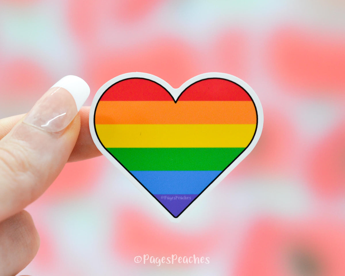 Large Rainbow Pride Heart Sticker