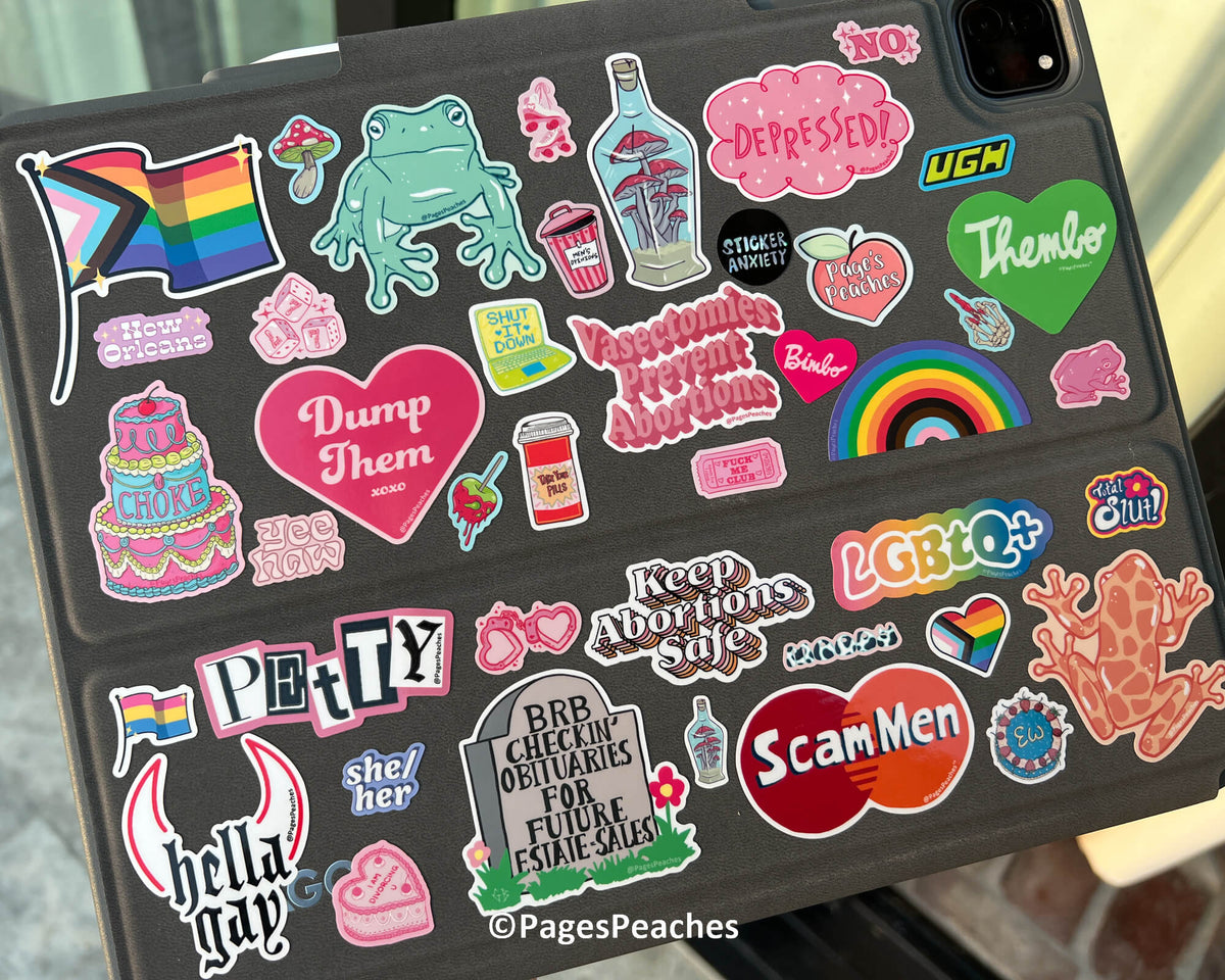 Colorful Waterproof Small and Large Stickers for LGBTQ and Queers Stuck to an iPad