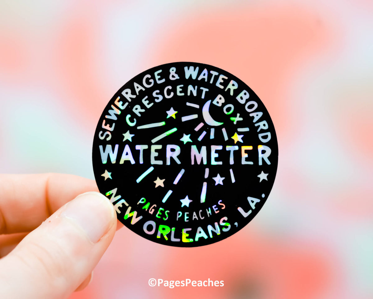 Large Holo Nola Water Meter Sticker
