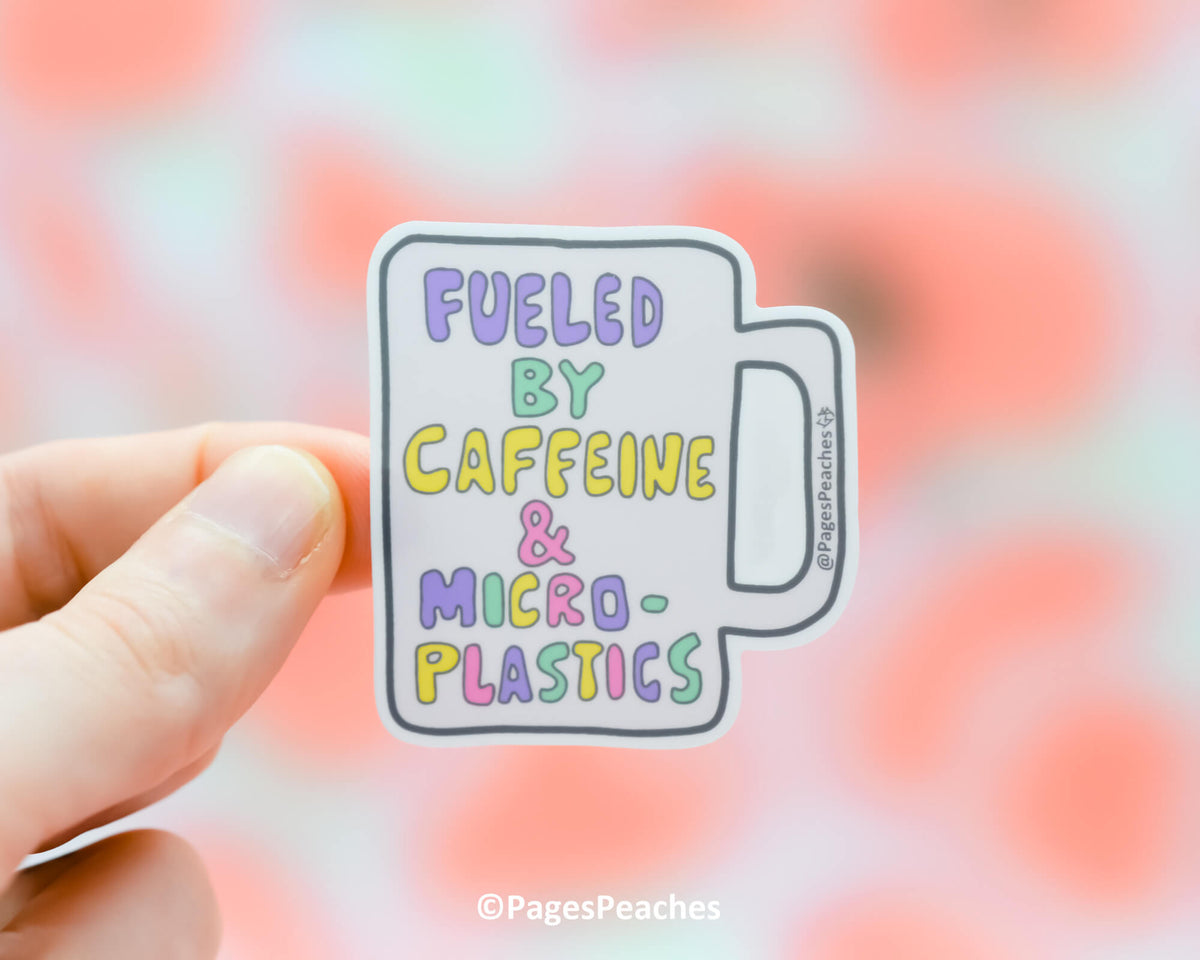 Large Caffeine and Microplastics Sticker