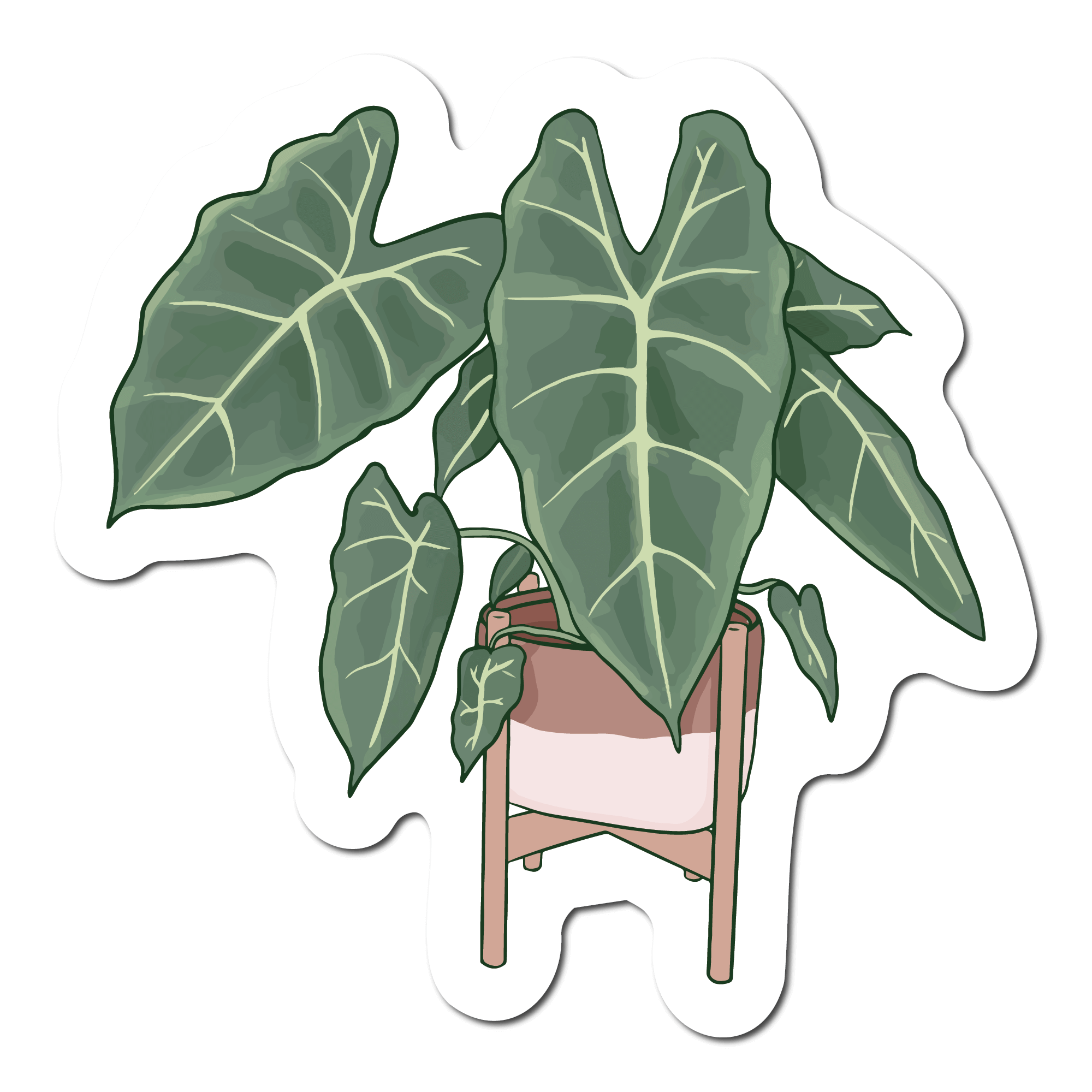 Small Sticker of an Elephants Ear House Plant Sticker for a Phone Case