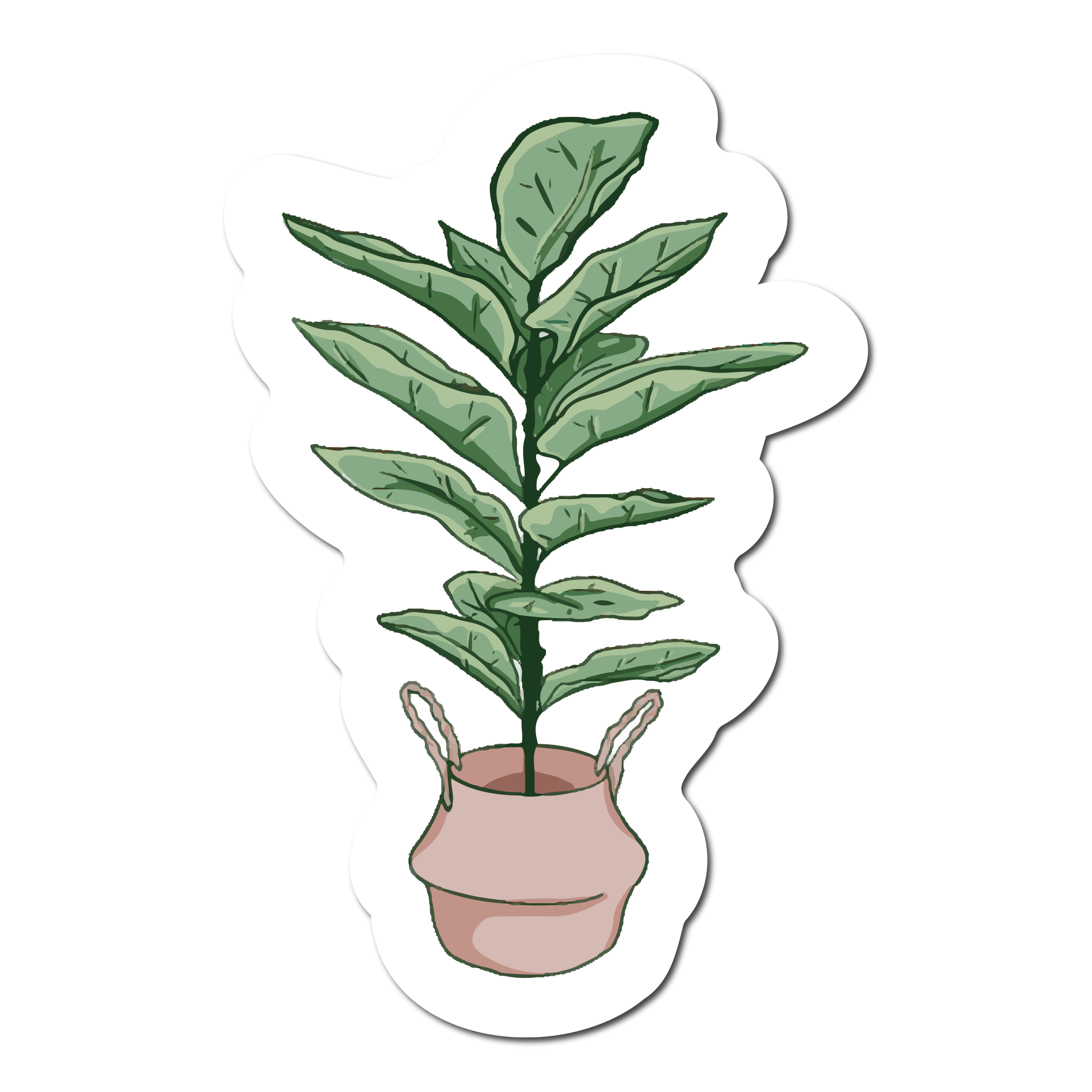 Small Sticker of a fiddle fig houseplant in a woven bucket