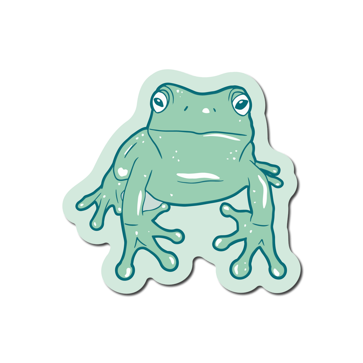 Small Waterproof Sticker of a Green Frog for a Phone Case