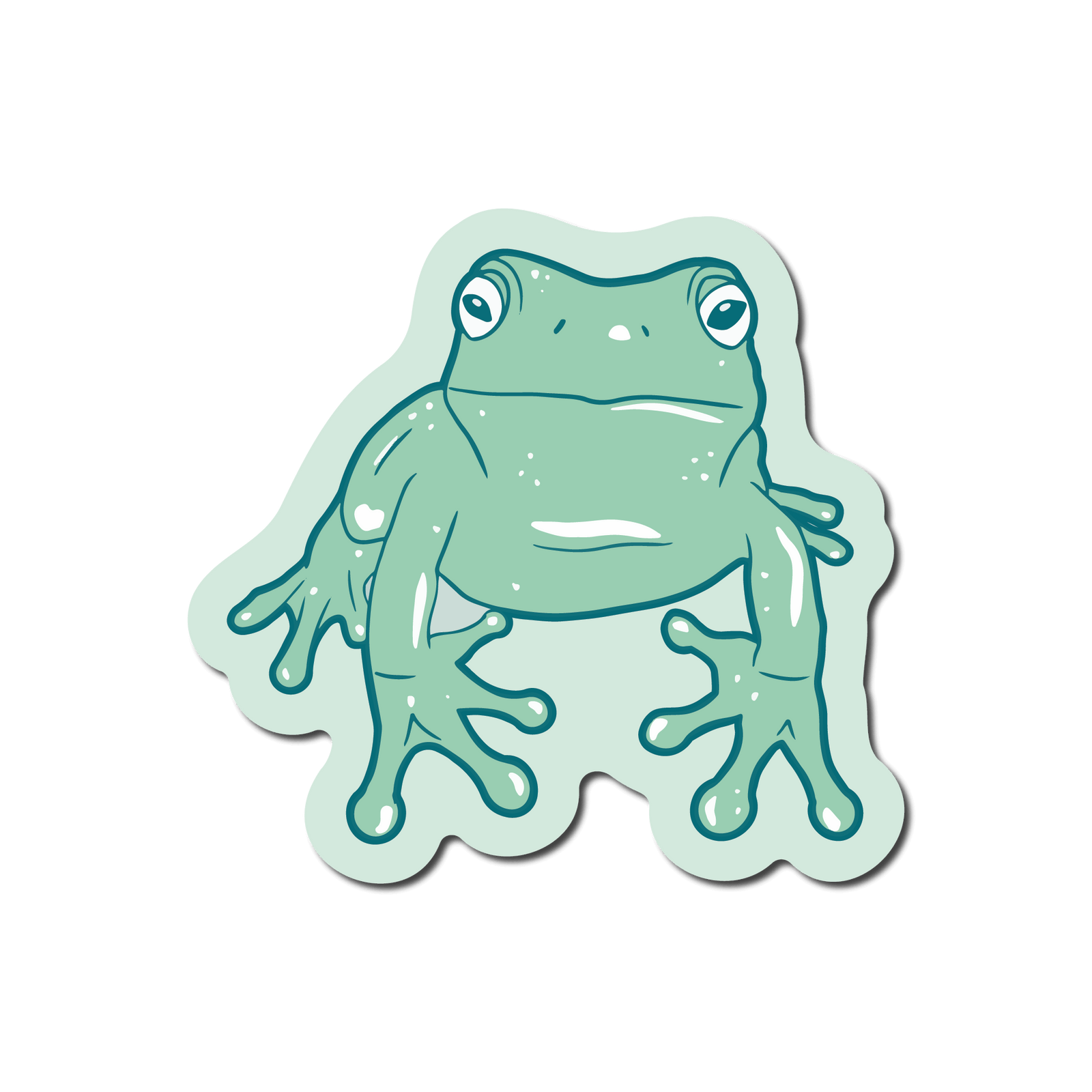 Small Waterproof Sticker of a Green Frog for a Phone Case