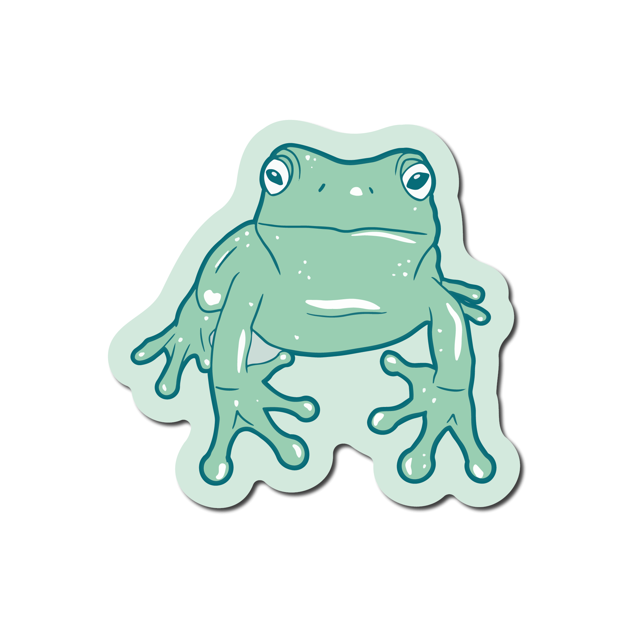 Small Waterproof Sticker of a Green Frog for a Phone Case