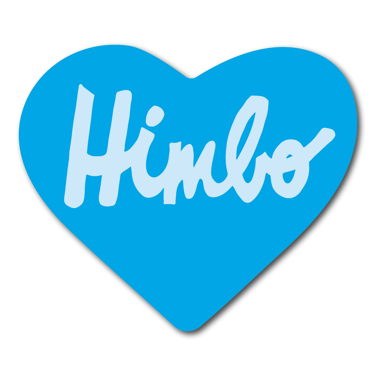 Small Blue Heart Sticker that says himbo