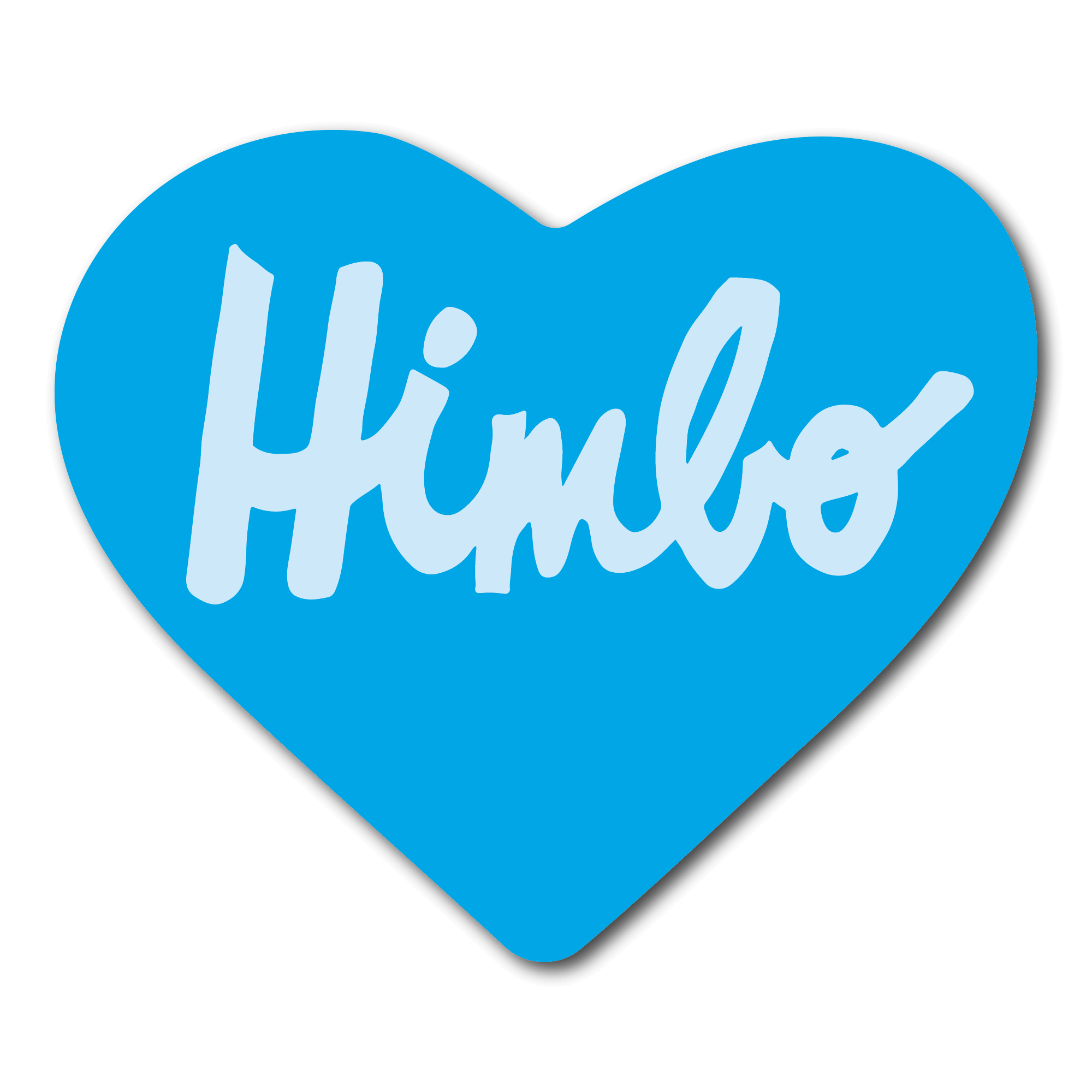Small Blue Heart Sticker that says himbo
