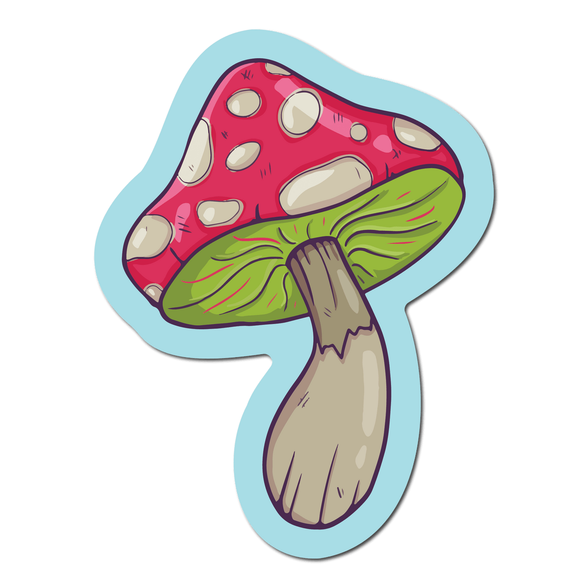 Small Sticker of a red and green mushroom