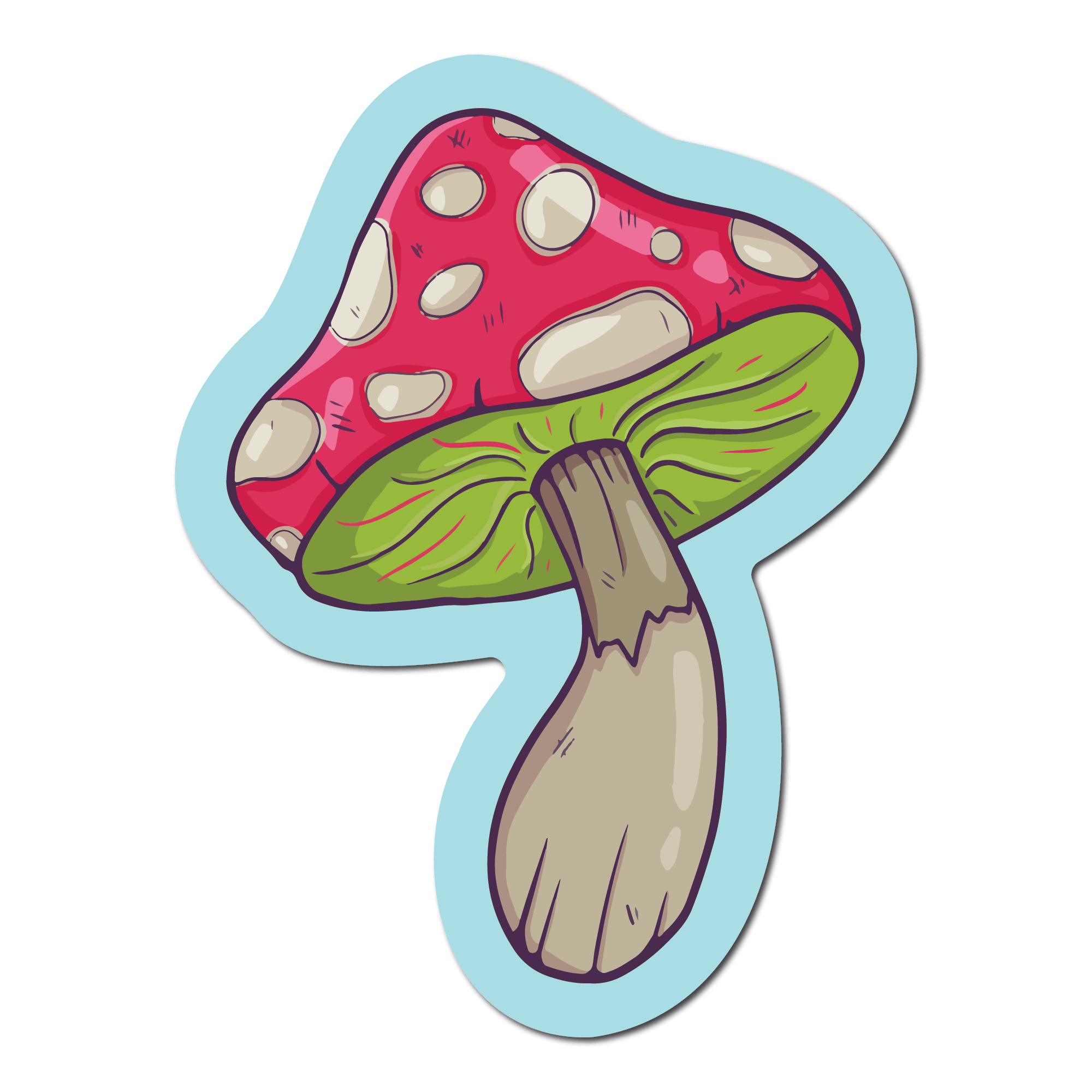 Small Sticker of a red and green mushroom