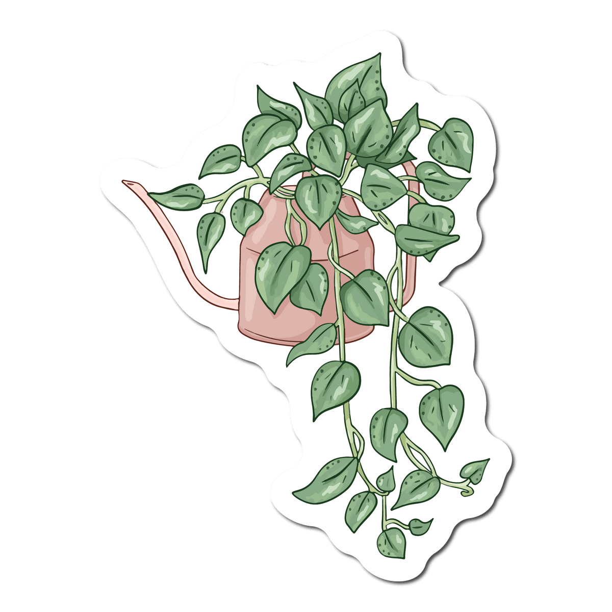 Small Sticker of a Pothos Plant that is inside a watering can