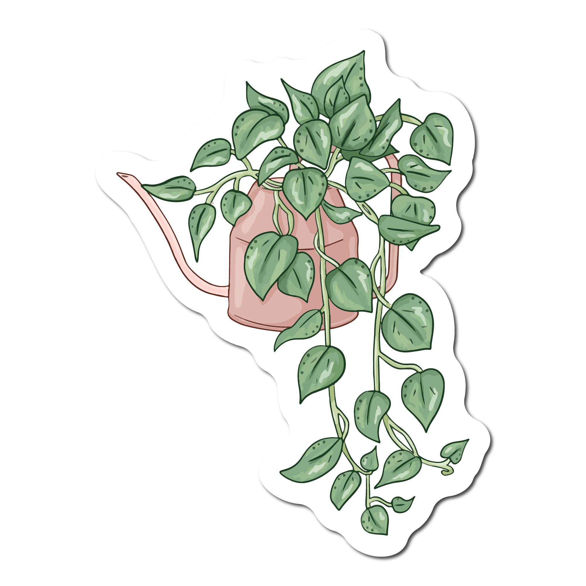 Small Sticker of a Pothos Plant that is inside a watering can