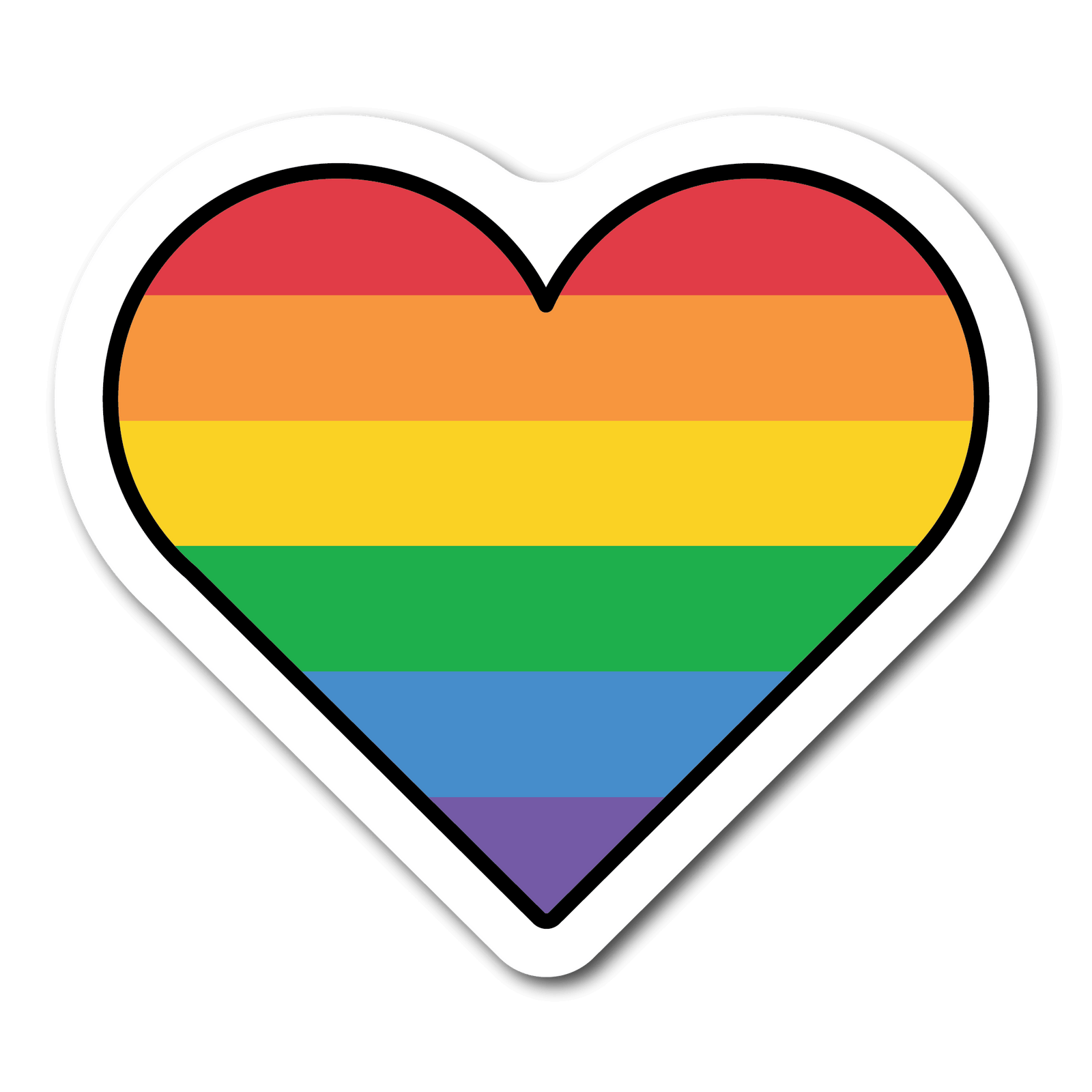 Small Rainbow Flag Sticker in the shape of a heart