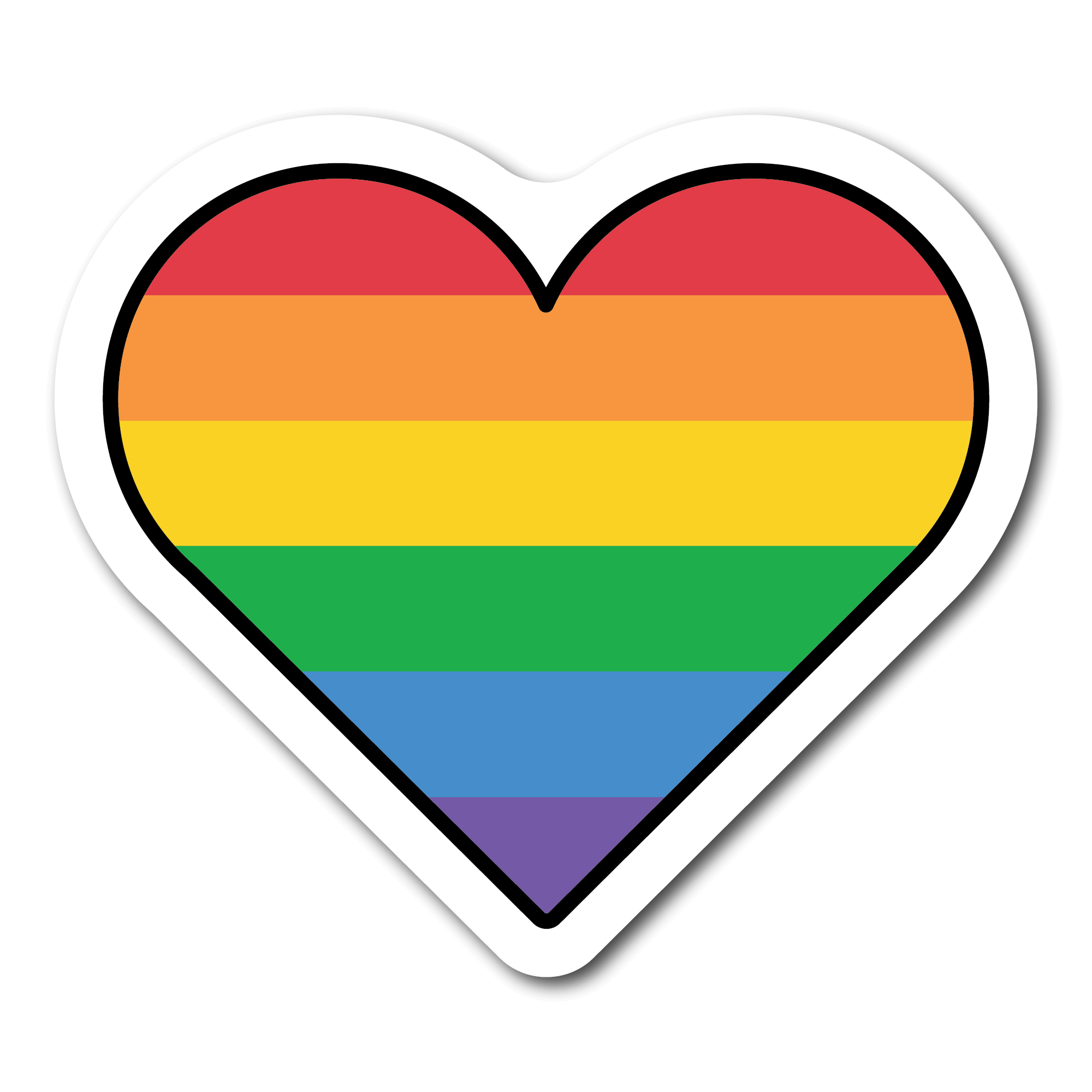 Small Rainbow Flag Sticker in the shape of a heart