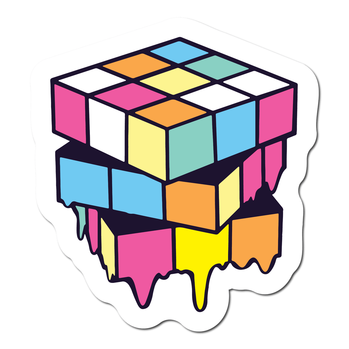 Small Retro Rubiks Game Cube Sticker